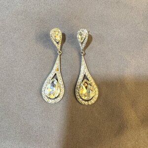 Silver and Crystal Dangle Pierced Earrings